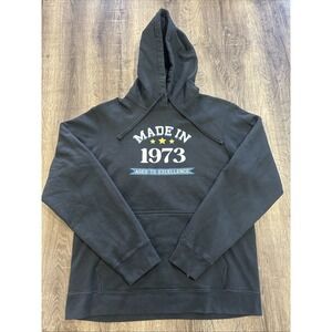 Port & Company Pullover Hoodie Sweatshirt Fleece Made In 1973 Logo Black Size M